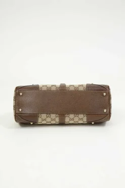 Brown leather-trimmed GG canvas Nailhead Jackie shoulder bag