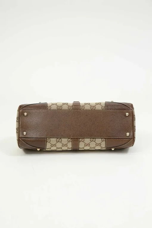 Brown leather-trimmed GG canvas Nailhead Jackie shoulder bag