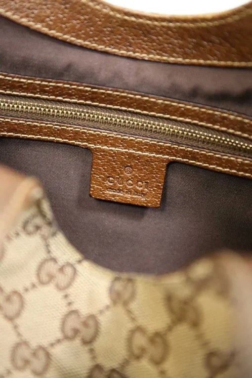 Brown leather-trimmed GG canvas Nailhead Jackie shoulder bag