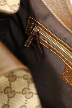 Brown leather-trimmed GG canvas Nailhead Jackie shoulder bag