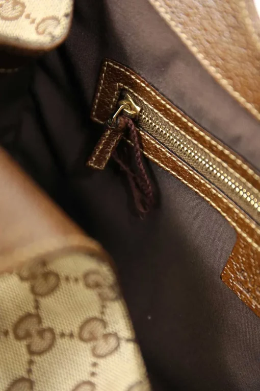 Brown leather-trimmed GG canvas Nailhead Jackie shoulder bag