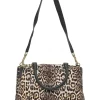 Brown leopard print calf hair and leather Pandora satchel with detachable shoulder strap