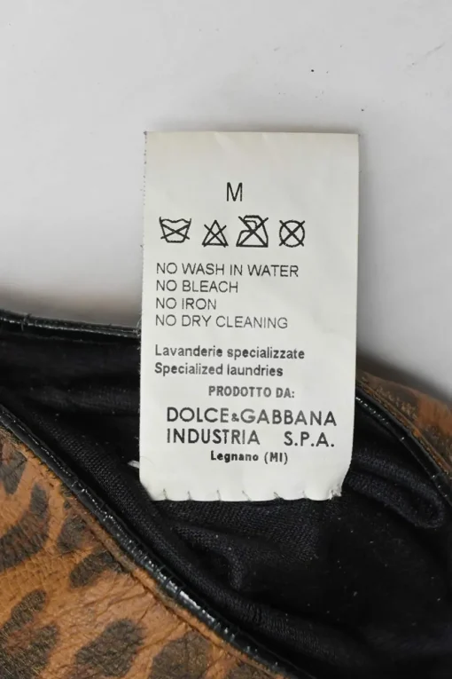 Brown leopard print leather long gloves