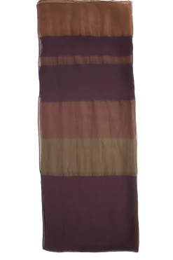 Brown light woven scarf with silk organza and hand stitched edges.