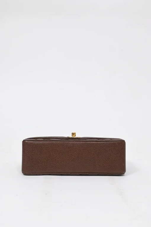Brown matelassé caviar leather Small Diana Flap Bag with gold-plated hardware