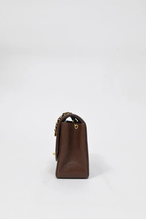 Brown matelassé caviar leather Small Diana Flap Bag with gold-plated hardware
