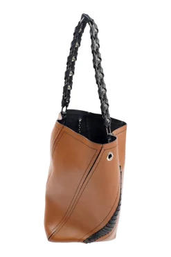 Brown Medium Hex Bucket Bag