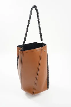 Brown Medium Hex Bucket Bag