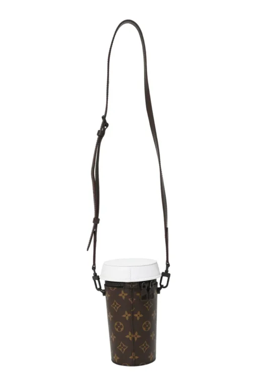 Brown monogram canvas and leather Coffee Cup Pouch