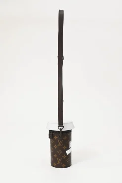 Brown monogram canvas and leather Coffee Cup Pouch