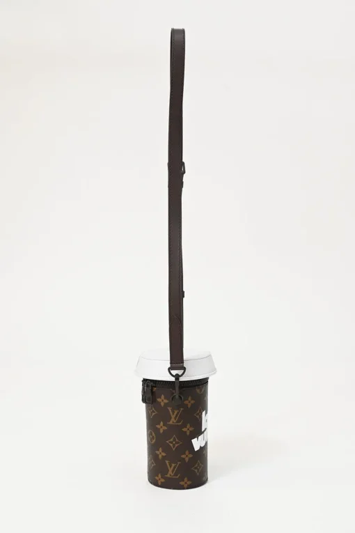Brown monogram canvas and leather Coffee Cup Pouch