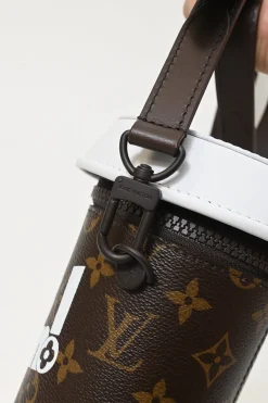 Brown monogram canvas and leather Coffee Cup Pouch