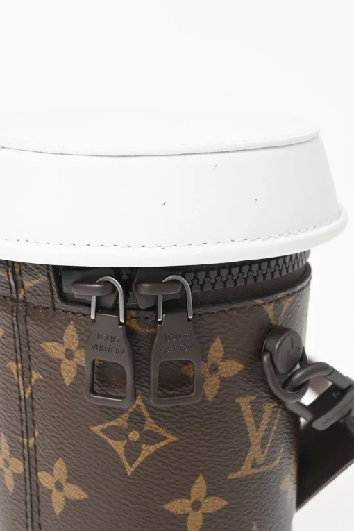 Brown monogram canvas and leather Coffee Cup Pouch