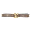 Brown monogram canvas reversible belt with gold tone LV Angels buckle