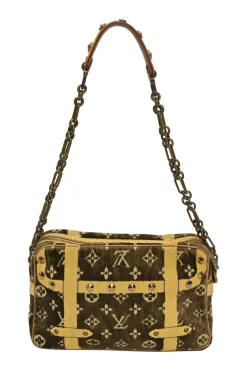 Brown monogram velvet Trompe L'œil pochette shoulder bag