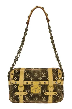 Brown monogram velvet Trompe L'œil pochette shoulder bag
