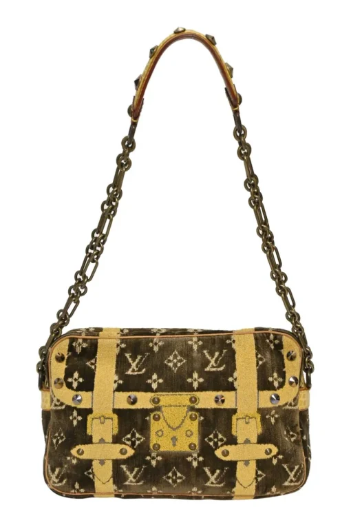 Brown monogram velvet Trompe L'œil pochette shoulder bag
