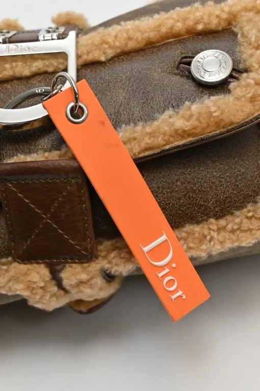 Brown mouton leather East West Flight shoulder bag with silver-tone metallic hardware