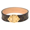 Brown Nano Monogram bracelet with gold-tone metal clasp