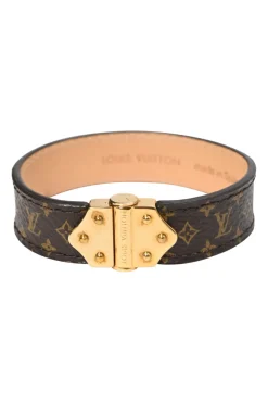 Brown Nano Monogram bracelet with gold-tone metal clasp