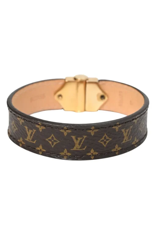 Brown Nano Monogram bracelet with gold-tone metal clasp