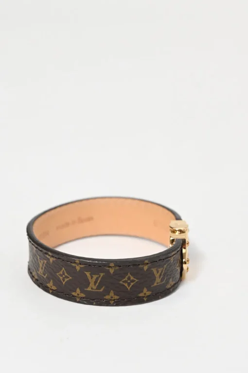 Brown Nano Monogram bracelet with gold-tone metal clasp