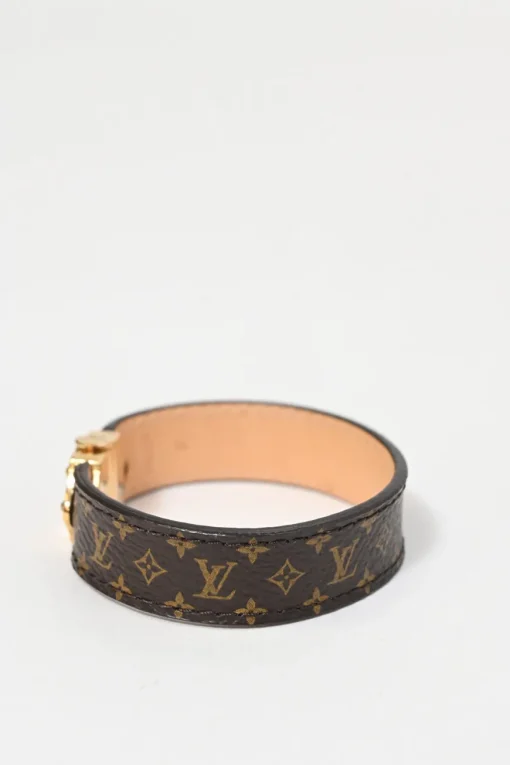 Brown Nano Monogram bracelet with gold-tone metal clasp