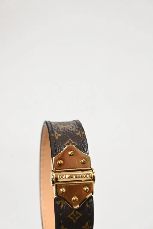 Brown Nano Monogram bracelet with gold-tone metal clasp