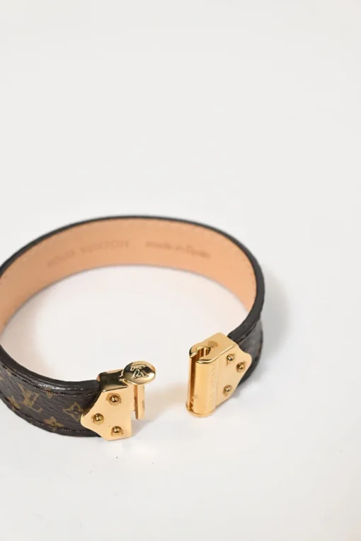 Brown Nano Monogram bracelet with gold-tone metal clasp