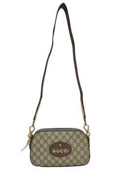 Brown Neo Vintage GG Supreme monogram canvas and leather camera bag with webbing shoulder strap