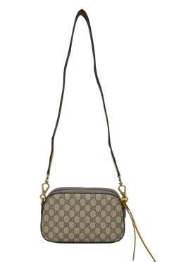 Brown Neo Vintage GG Supreme monogram canvas and leather camera bag with webbing shoulder strap