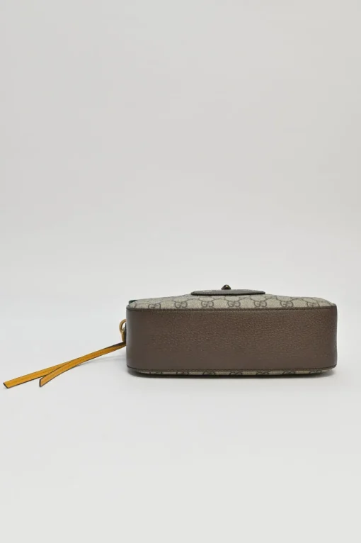 Brown Neo Vintage GG Supreme monogram canvas and leather camera bag with webbing shoulder strap