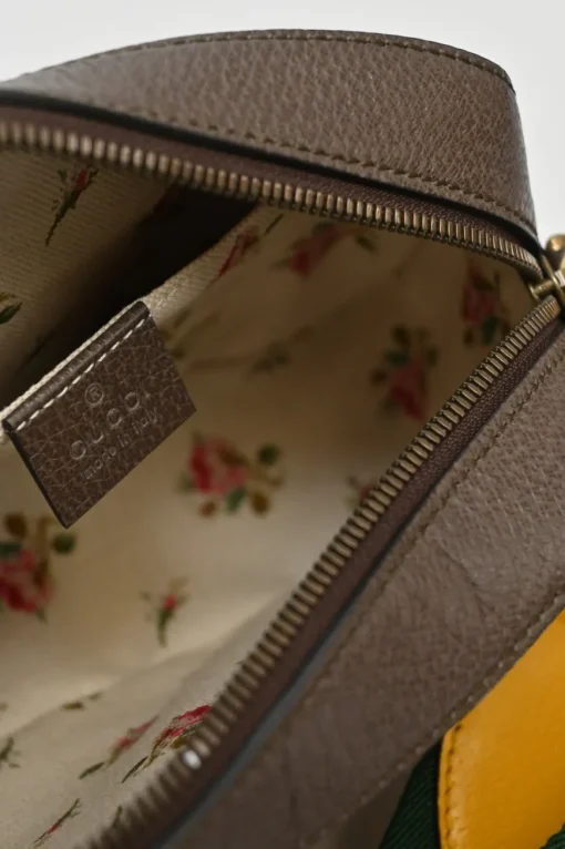 Brown Neo Vintage GG Supreme monogram canvas and leather camera bag with webbing shoulder strap