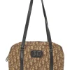 Brown Oblique jacquard canvas Trotter shoulder bag with leather straps and embossed CD patch appliqué