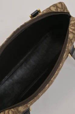 Brown Oblique jacquard canvas Trotter shoulder bag with leather straps and embossed CD patch appliqué