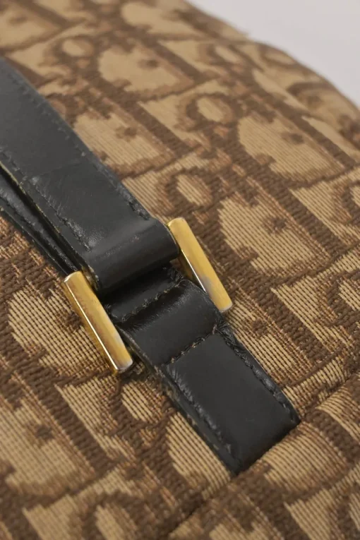 Brown Oblique jacquard canvas Trotter shoulder bag with leather straps and embossed CD patch appliqué