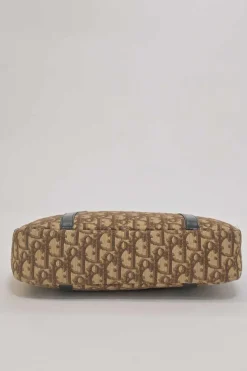 Brown Oblique jacquard canvas Trotter shoulder bag with leather straps and embossed CD patch appliqué