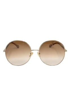 Brown oversized Eliz round sunglasses