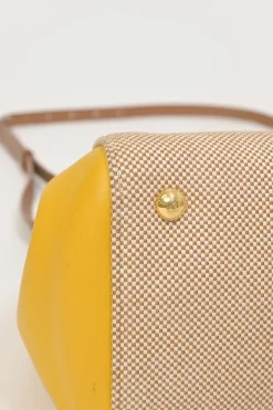 Brown paneled leather, water snake skin and canvas Silvana satchel with detachable shoulder strap
