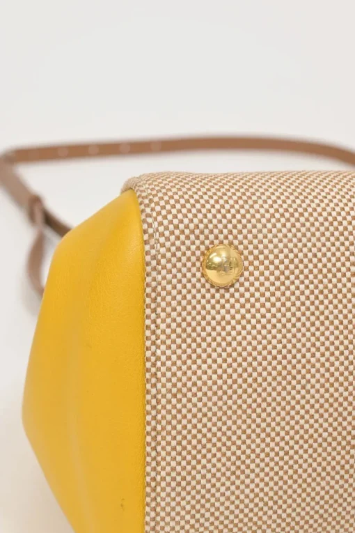 Brown paneled leather, water snake skin and canvas Silvana satchel with detachable shoulder strap