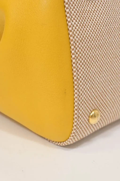 Brown paneled leather, water snake skin and canvas Silvana satchel with detachable shoulder strap