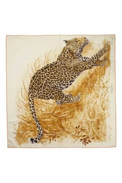 Brown Panthera Pardus Silk Scarf 90