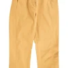 Brown pants with patent leather waistline