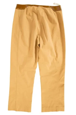 Brown pants with patent leather waistline