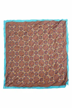 Brown patterned silk handkerchief