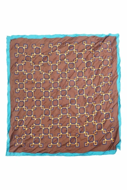 Brown patterned silk handkerchief