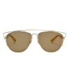 Brown polycarbonate and gold-tone metal Dior Technologic double-bridge aviator sunglasses