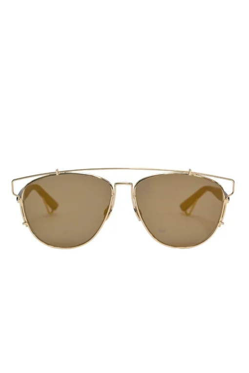 Brown polycarbonate and gold-tone metal Dior Technologic double-bridge aviator sunglasses
