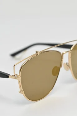 Brown polycarbonate and gold-tone metal Dior Technologic double-bridge aviator sunglasses