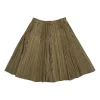 Brown polyester pull-on A-line mini plissé skirt with elasticated waistband